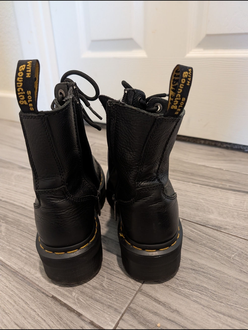 Dr. Martens Jadon Black Leather Platform Combat Boots - Picture 5 of 6